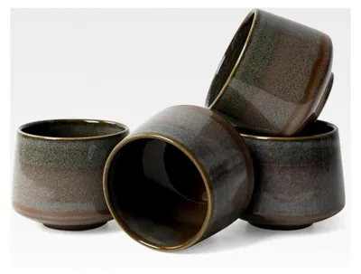 Produktbild von Espressotassen Set | 4-teilig | 200 ml | Tassen aus Steingut | Stapelbare Kaffeebecher | Ohne Henkel | Spülmaschinenfest | Handgefertigt