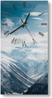 Produktbild von DEQORI Glasuhr 30x60 cm Römisch 'Alpenmajestät' Wanduhr Glas Uhr Design leise Küchenuhr