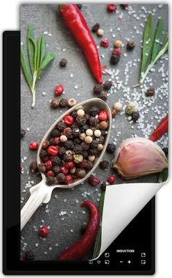 Produktbild von DarHaus Herdabdeckplatte 1 teilig 30x52 cm Anti Rutsch Matte Aufrollbar, Gewürze - Chilli