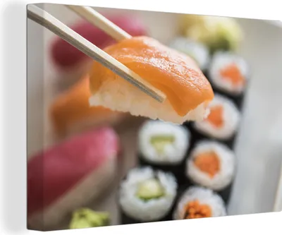 Produktbild von OneMillionCanvasses® - Leinwandbilder - 140x90 cm, Sushi wird abgeholt, Wandbilder Kunstdruck Wanddekoration
