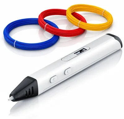 Produktbild von Bearware 3D Stift mit OLED Display, 10 W, 3D-Druckstift für PLA und ABS Filament, Keramikdüse, stufenlose Geschwindigkeit, Temperatur einstellbar, 3 Startfarben, weiß