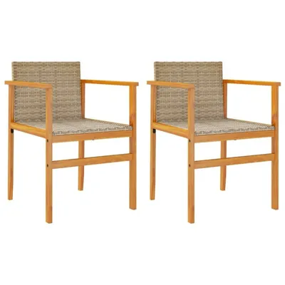 Immagine prodotto di vidaXL Sedie da giardino 2 pz. Poli rattan beige e legno massiccio