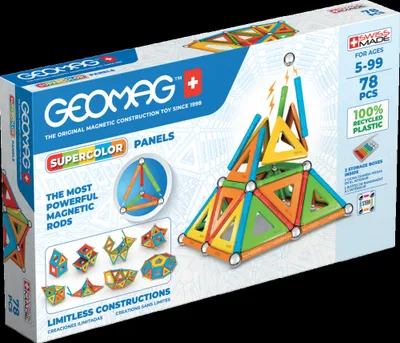Zdjęcie produktu dla Geomag SuperColor Panels Recycled, Zabawka z magnesem neodymowym, 5 lat(a), Plastik, Metal, Wielobarwny