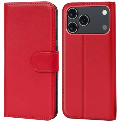 Produktbild von Conie Klapp Tasche für Apple iPhone 17 Pro Max Kartenfach Rundumschutz Hülle in Rot