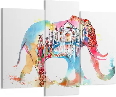 Produktbild von Bild auf Leinwand - Leinwandbild - Elefant Indien ethnisch Kultur - 130x100cm - Wand Bild - Wanddeko - Leinwanddruck - Bilder - Kunstdruck - Leinwand bilder - Wandkunst - CB130x100-3037