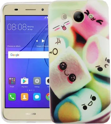 Produktbild von Handy Hülle für Huawei Y3 2017 Cover Case Schutz Tasche Motiv Slim Silikon TPU Schriftzug Marshmallows