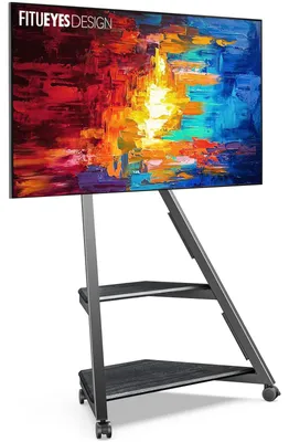 Image de Support TV avec roulettes, réglable en hauteur, pour téléviseurs de 32, 43, 55 et 65 pouces
