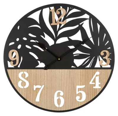 Productafbeelding van Mauro Ferretti wandklok Palme, diameter 60x2,5 cm, zwart en bruin
