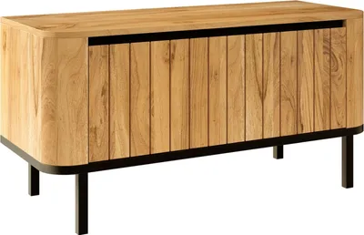 Produktbild von Garderobenbank - 98 x 42 cm - Akazie teilmassiv - Schwarz - Metall - mit 1 Klappe
