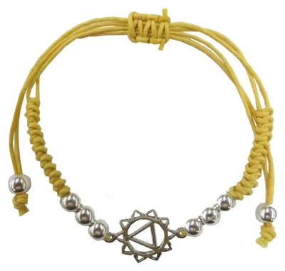 Produktbild von Armband "Manipuram Chakra" gelb 1,4cm Silber 925 mit verstellbarem Baumwollband
