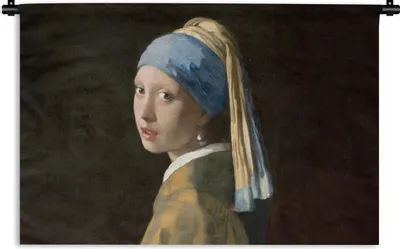 Produktbild von MuchoWow® Wandteppich Wandbehang Mädchen mit Perlenohrring - Gemälde - Alte Meister - Vermeer 60x40 cm Tapisserie Dekoration Wandtuch - Wanddekorationen