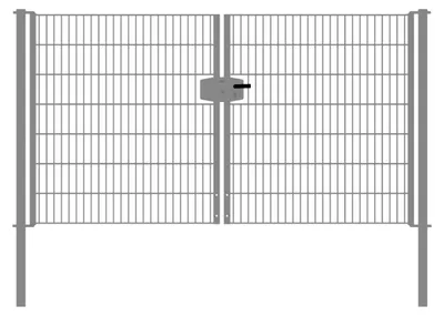 Produktbild von Drahtgittertor 2-flügelig, Durchgangslichte: 264 cm, Gesamtbreite inkl. Pfosten: 276 cm - Ausführung: verzinkt, Höhe: 143 cm