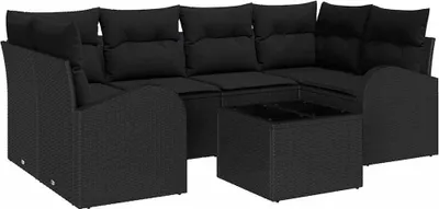 Produktbild von Gartensofa-set Schwarz 55 x 55 x 37 cm Poly-Rattan