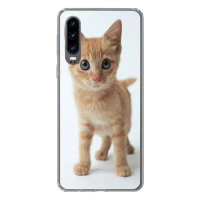 Produktbild von MuchoWow® Handyhülle Schutzhülle Hülle für Huawei P30 Katze - Rot - Kätzchen - Mädchen - Kinder - Jungen - Kind Silikon Softcase Handy Hülle - Kartenbesitzer