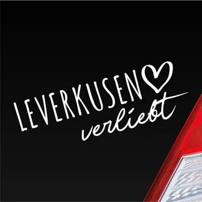 Produktbild von Auto Aufkleber Leverkusen verliebt Herz Stadt Heimat Liebe Car 19x7 cm Weiss Matt Sticker Heckscheibenaufkleber