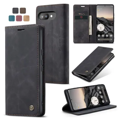 Produktbild von Caseme Handyhülle Leder Hülle Klapphülle Tasche Etui für Google Pixel 9a Schwarz