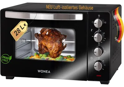 Produktbild von WONEA Mini-Backofen 28 Liter 1600 W mit Drehspieß und Umluft