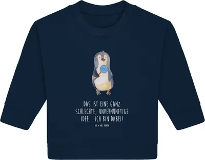 Produktbild von Mr. & Mrs. Panda Organic Baby Pullover Pinguin Lolli 12. - 18. Monat - French Navy - Geschenk, Süßigkeiten, Bullover, Unvernünftig, Spruch