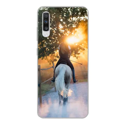 Produktbild von MuchoWow® Handyhülle Schutzhülle Hülle für Samsung Galaxy A70 Pferd - Sonne - Sand Silikon Softcase Handy Hülle - Schutzhaube