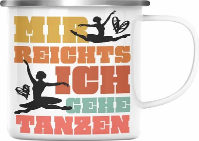 Produktbild von Trendation - Ballett Ballerina Tänzerin Emaille Tasse Mädchen Geschenk Frauen Tanzen Geschenkidee Emaille Emaille Tasse (Silber)