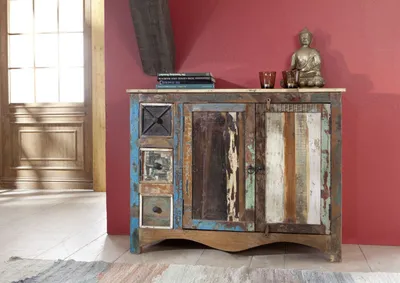 Produktbild von MASSIVMOEBEL24 Kommode Altholz 110x40x85 mehrfarbig lackiert NATURE OF SPIRIT #17