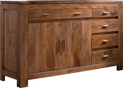 Image de MASSIVMOEBEL24 | Buffet 150x45 Acacia laqué Golden honey SHAMAN #40