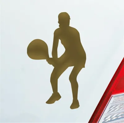 Produktbild von Auto Aufkleber Tennis Tennisspieler Sport Squash 10x6 cm Gold Sticker Heckscheibenaufkleber