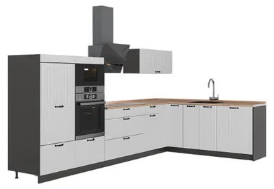 Obrázek produktu pro Rohová kuchyň Vicco Fame-Line Bílý venkovský dům/Antracit 347 x 207 cm, PD Dub, Model 63586