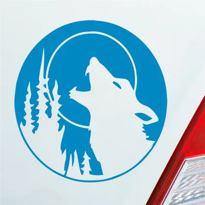 Produktbild von Auto Aufkleber Wolf Heulen Tuning Tier Animal Werfolf 10x10 cm Hellblau Sticker Heckscheibenaufkleber