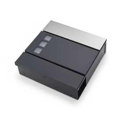Produktbild von Briefkasten Anthrazit mit Zeitungsfach Wandbriefkasten aus verzinktem Stahl Wetterfest Postkasten mit Edelstahl-Deckel Hausbriefkasten 36,5x37x11 cm