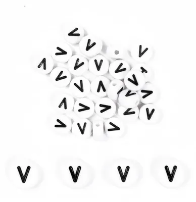 Productafbeelding van Letterkralen "V" om op te rijgen, 500 stuks, acryl, 4x7mm, set voor het maken van sieraden