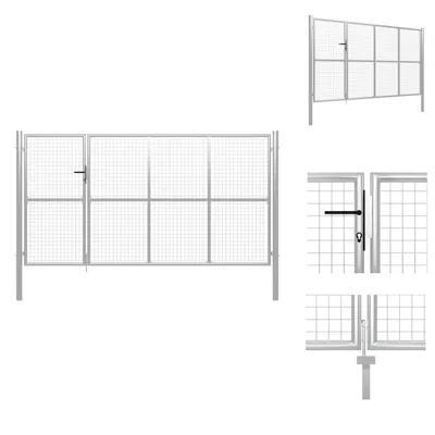 Obrázek produktu pro vidaXL Zahradní brána ocelová 350 x 150 cm stříbrná - Zahradní brány