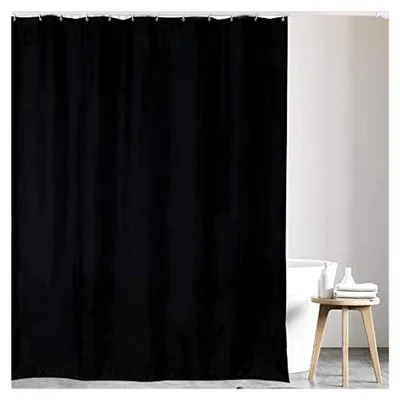 Produktbild von Schwarzer Duschvorhang aus Polyester für Badezimmer, schimmelresistent, einfarbig schwarz (180 x 220 cm)