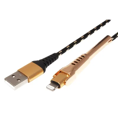 Obrázek produktu pro ROLINE 11.02.8923, 1 m, Lightning, USB A, Samec, Samec, Černá, Zlato