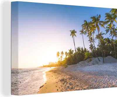 Produktbild von OneMillionCanvasses® - Leinwandbilder - 140x90 cm, Strand - Palme - Sand, Wandbilder Kunstdruck Wanddekoration - Foto auf Leinwand - Gemälde auf Holzrahmen