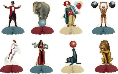 Produktbild von Vintage cirkusová dekorácia na stôl8-dielna 12,7 cm
