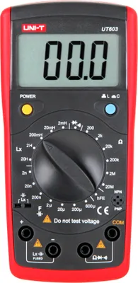 Produktbild von LCR-Messgerät UT603 für Kapazitäts-, Induktivitäts- und Widerstandsmessung, Dioden-, Transistor- und Durchgangsprüfung