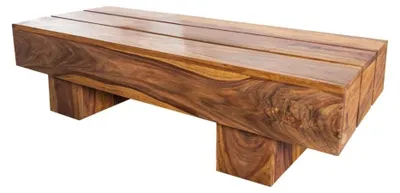 Produktbild von Couchtisch TOLB 100 cm aus massivem Sheeshamholz – Rechteckiger Couchtisch im rustikalen Stil