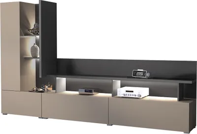 Produktbild von Wohnwand in beige mit anthrazit inkl. Beleuchtung, SELCE-83
