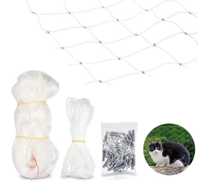 Immagine prodotto di Rete per gatti - Rete trasparente per balcone - 3 x 8 m - Con rinforzo in filo - Protezione da cadute