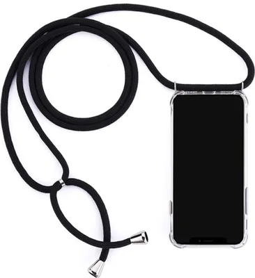 Produktbild von Schutzhülle zum Umhängen für Apple iPhone 11 Pro Max 6.5 Zoll längenverstellbar Dünn Case Tasche Outdoor Handyhülle aus TPU Stoßfest Extra Schutz Handytasche Schwarz