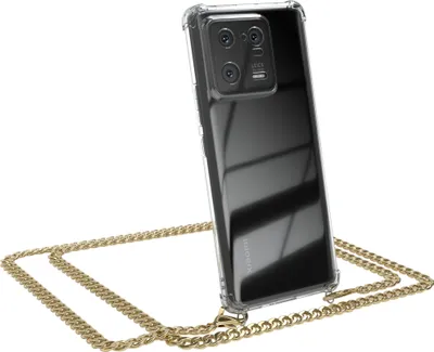 Produktbild von EAZY CASE Metall Handykette für Xiaomi 13 Pro, Handyhülle mit Umhängeband, Silikonhülle, Metallkette für Smartphone in Gold