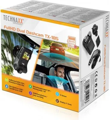 Produktbild von Technaxx Dashcam TX-185 Full-HD Dual Frontkamera zur Parküberwachung,Tonaufzeichung, uvm