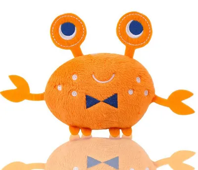 Produktbild von Quietschspielzeug für Hunde, Plüsch, Krabbenform, bissfest, interaktives Welpenzahnen für Haustiere, Orange