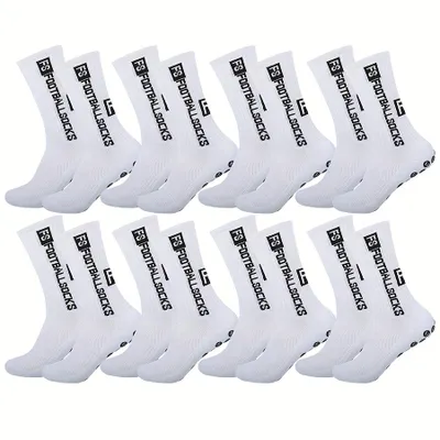 Produktbild von 8 Paar Fußballsocken,Sportsocken,Rutschfeste Sportstrümpfe,atmungsaktiv Uni Sportstrümpfe für Fußball‑Training Herren Damen,Weiß Socken,Gr:39-46