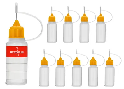 Produktbild von 10 Plastikflaschen 10 ml aus LDPE, G14, Tropfverschluss mit Nadelkappe, orange
