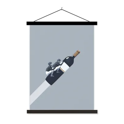 Produktbild von MuchoWow® Textilposter Flasche - Männer - Vintage 60x80 cm mit schwarzem Rahmen - Plakathalter