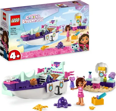 Produktbild von LEGO 10786 Gabby's Dollhouse Gabby & Meerkatze Schiff & Spa Boot Set mit Schönheitssalon, Puppenhaus mit Figuren und Zubehör, Spielset für Mädchen, Jungen, Kinder ab 4 Jahren