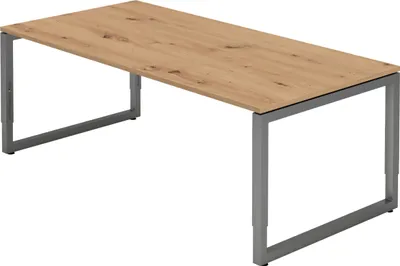 Produktbild von bümö Schreibtisch Serie-R - Nachbildung: Asteiche, Gestell: Graphit, Größe:  200 x 100 cm