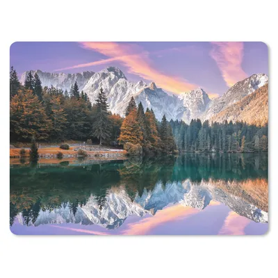 Produktbild von MuchoWow® Mauspad Mousepad Berg - Wald - Wasser - Himmel - Rosa - Lila 23x19 cm - Mousepads - Maus Mat - Pad - Mausunterlage - Schreibtischunterlage - Mauspad